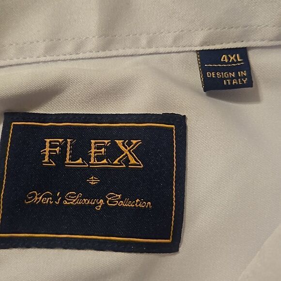 FLEX LUXURY MEN BUTTON UP SHIRT WHITE - Picture 2 of 7